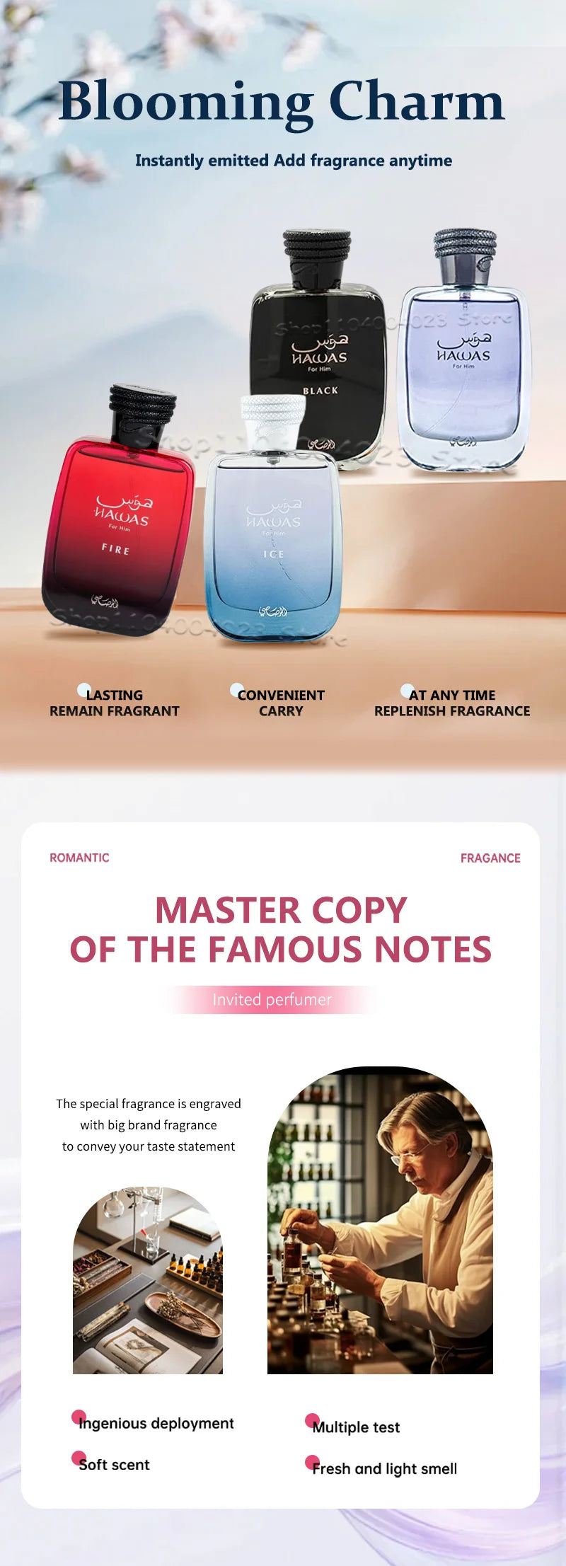 100ML Hawas Ice for Men Eau de Parfum Spray Original Arabian Perfume Men's Perfume Premium Arabian Long Lasting Fragrance