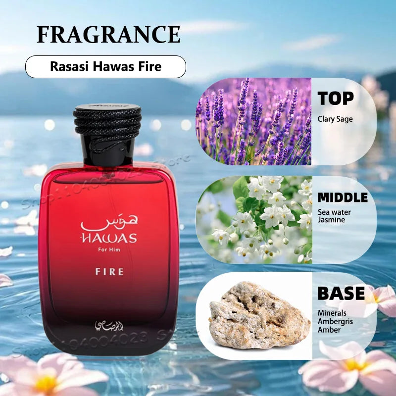 100ML Hawas Ice for Men Eau de Parfum Spray Original Arabian Perfume Men's Perfume Premium Arabian Long Lasting Fragrance